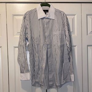 Stacy Adams Black and White Pinstripe Dress Shirt